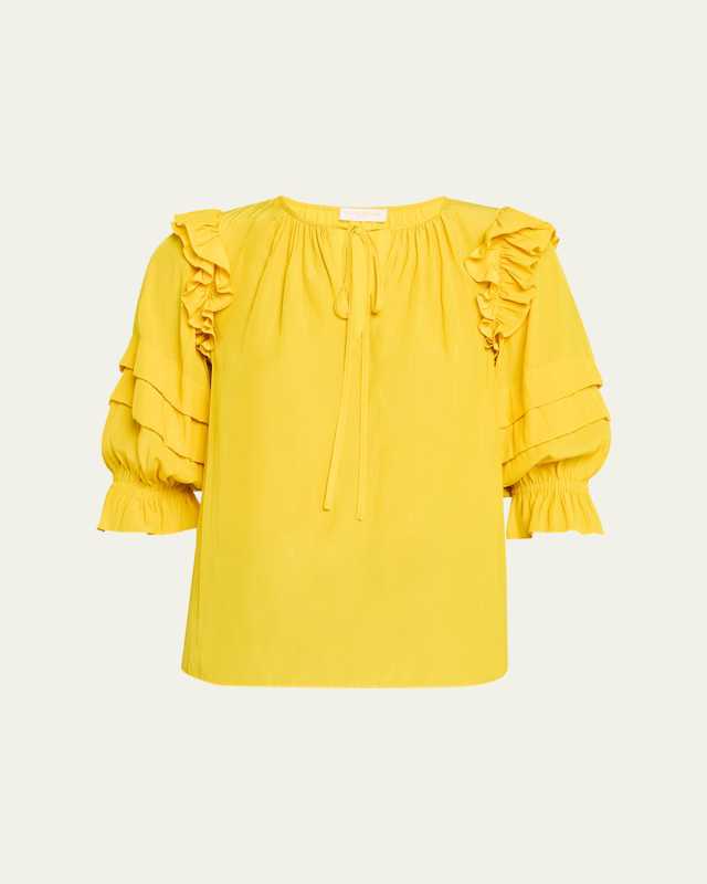 Samira Ruffle-Trim Blous